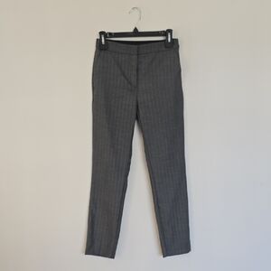 Zara Basic Dress Pants Gray Striped Skinny Leg Tweed Flat Size S
